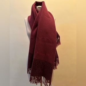 CHRISTIAN DIOR vintage handmade wool scarf in maroon